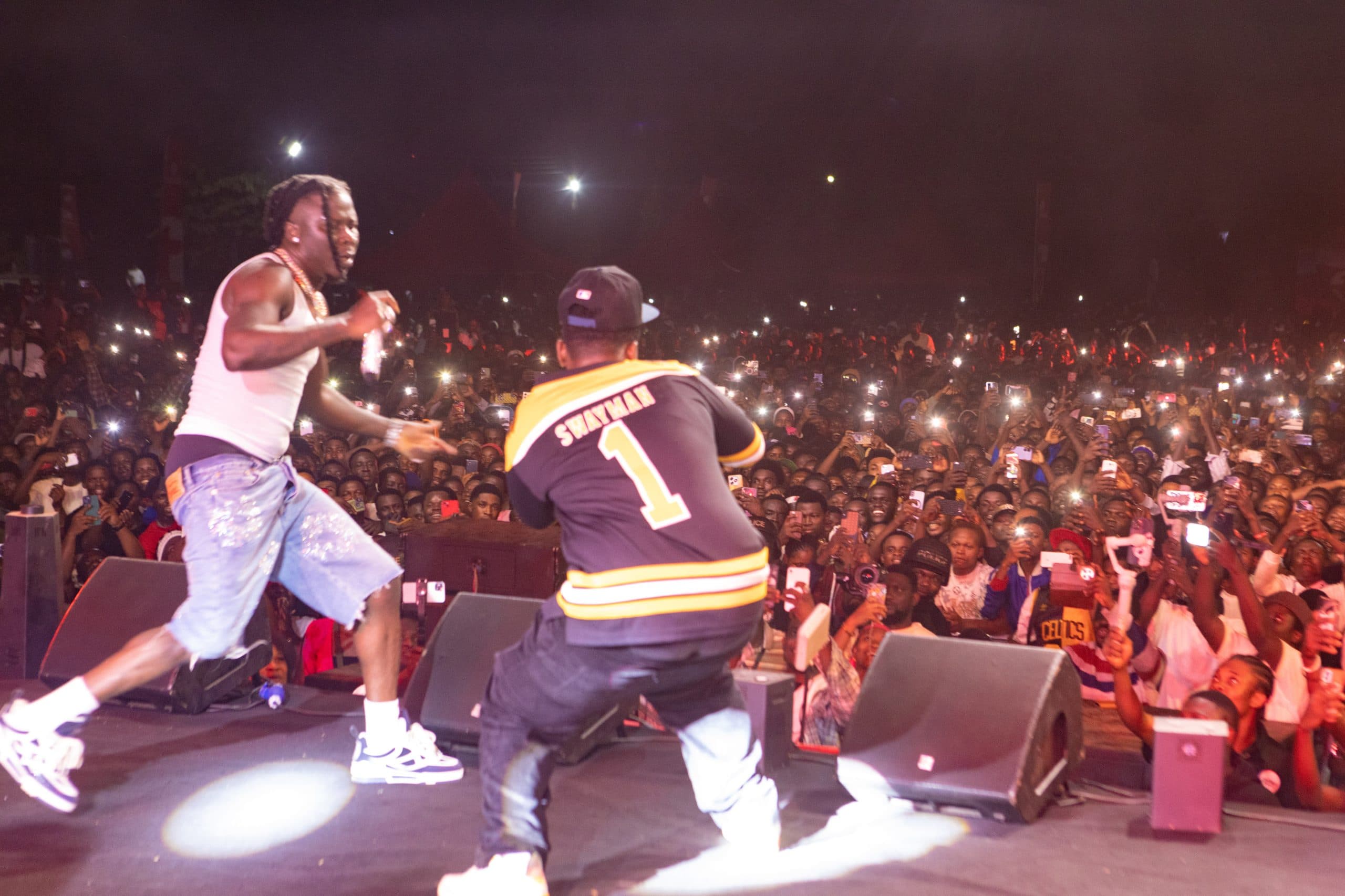 Stonebwoy performs with Melo at Telecel Turn Up at UENR
