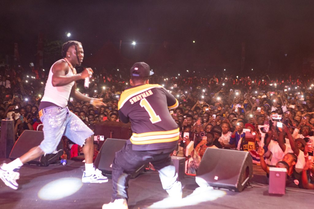 Stonebwoy performs with Melo at Telecel Turn Up at UENR